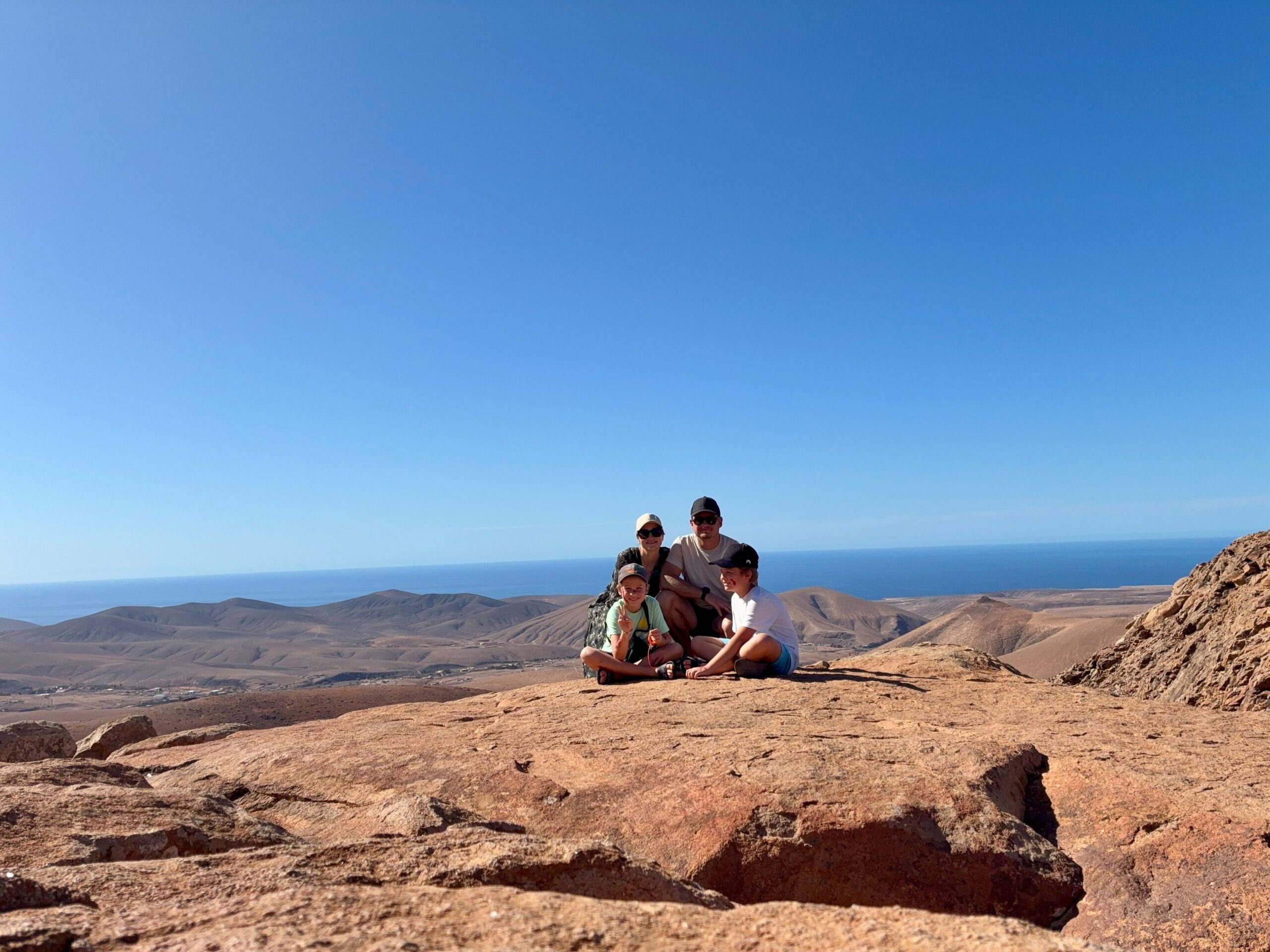 Bluebird Home family on Fuerteventura mountaintop