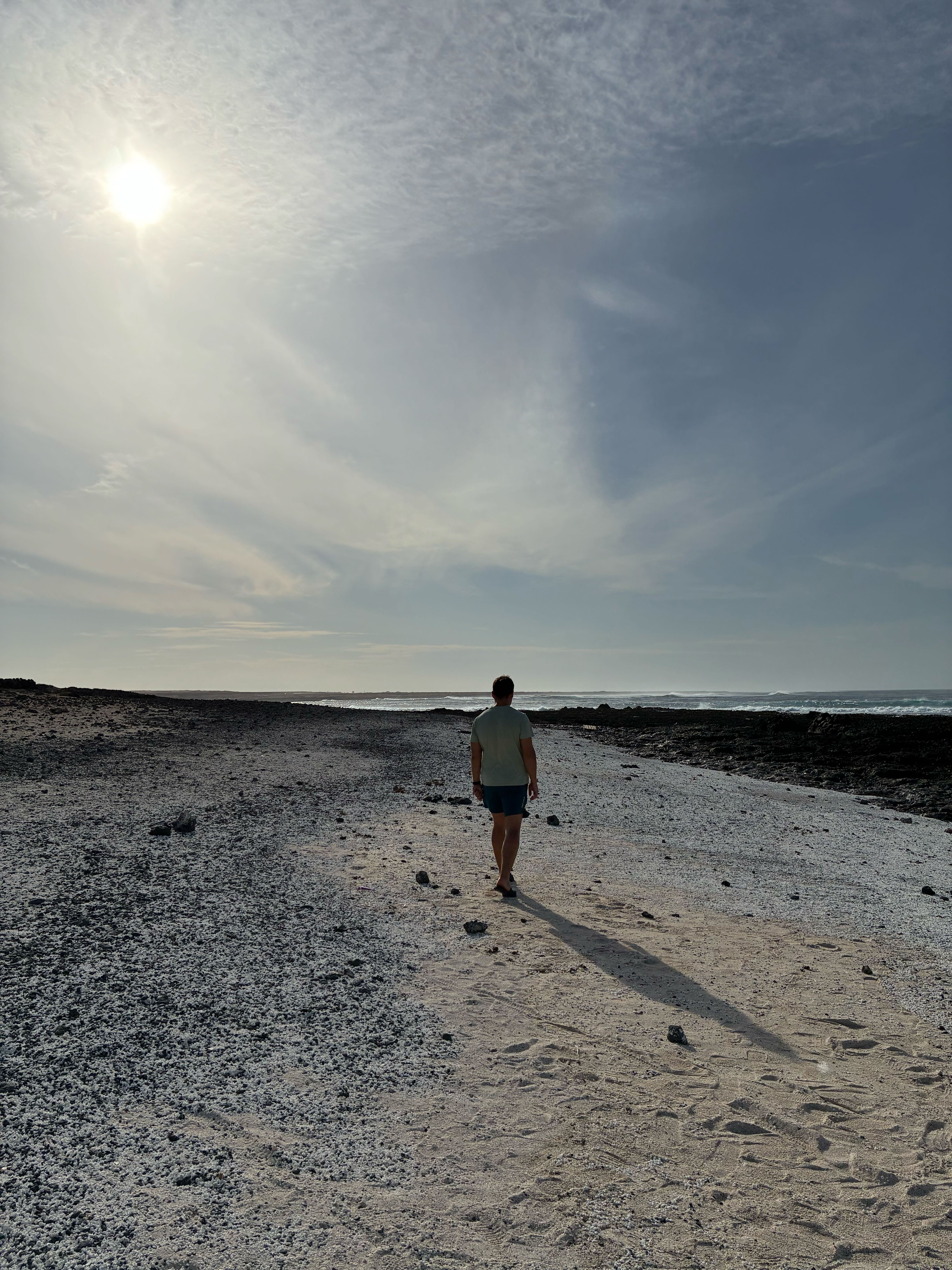 Walking along a secluded beach