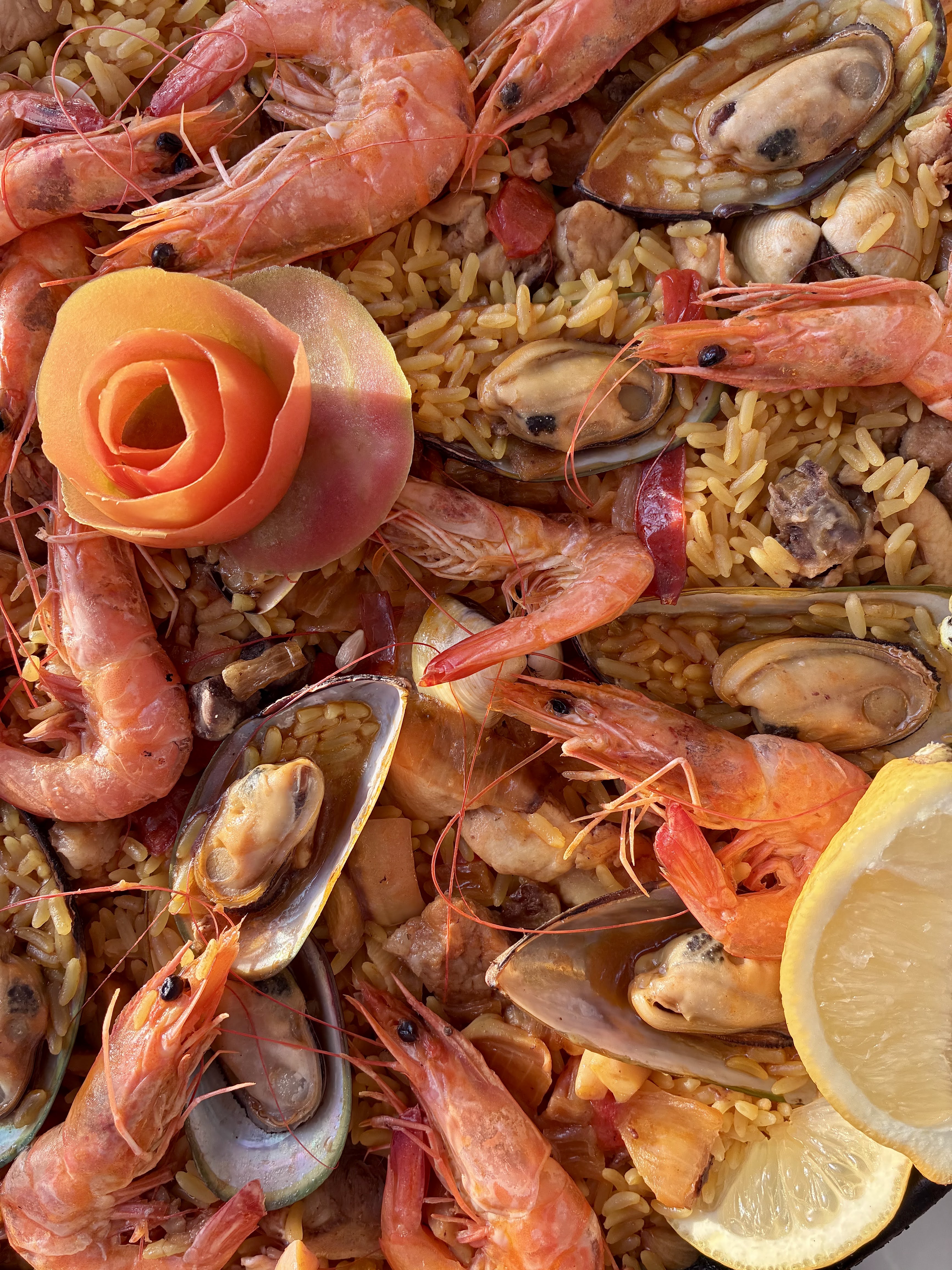 Fresh seafood paella